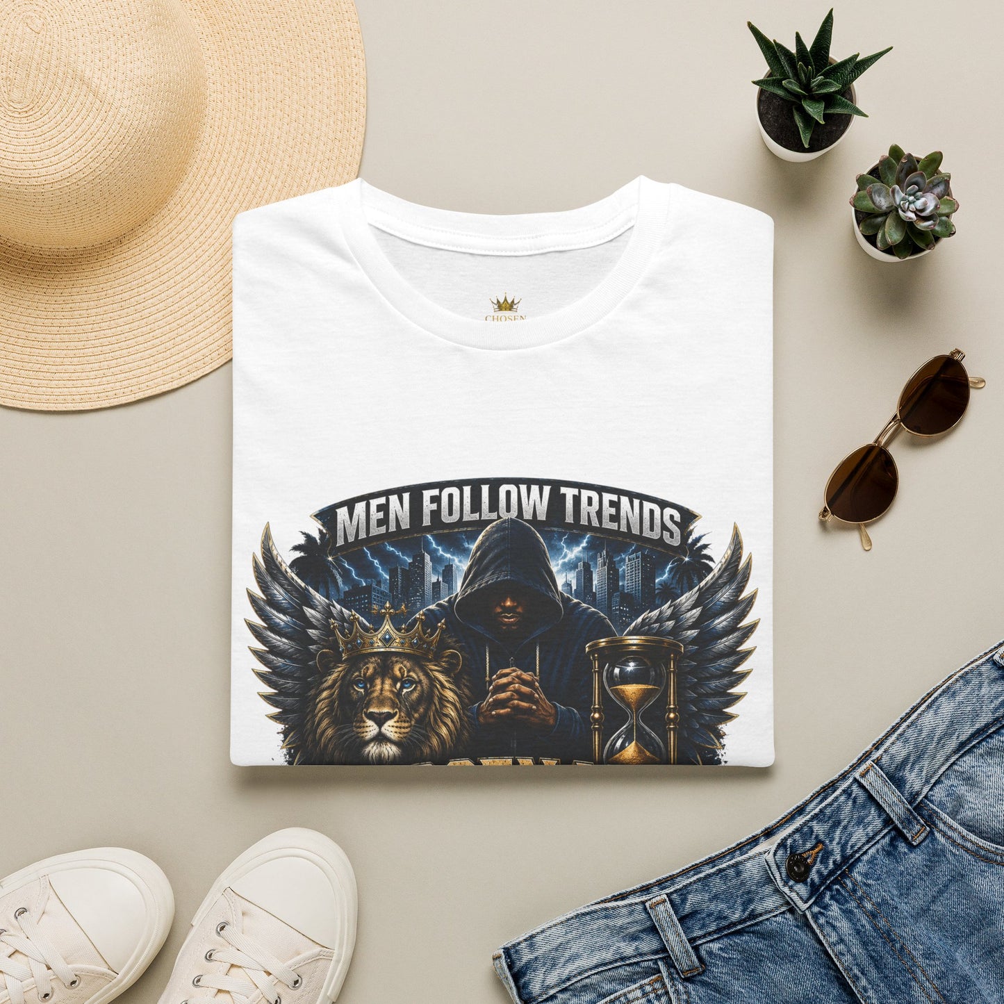 T-Shirt — "Men Follow Trends, Chosen Men Create Legacies" Graphic Tee
