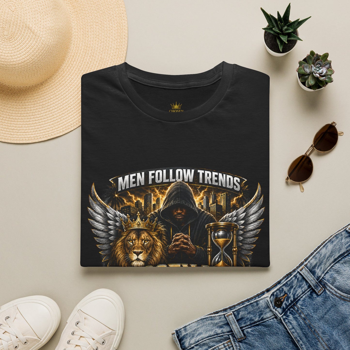 T-Shirt — "Men Follow Trends, Chosen Men Create Legacies" Graphic Tee