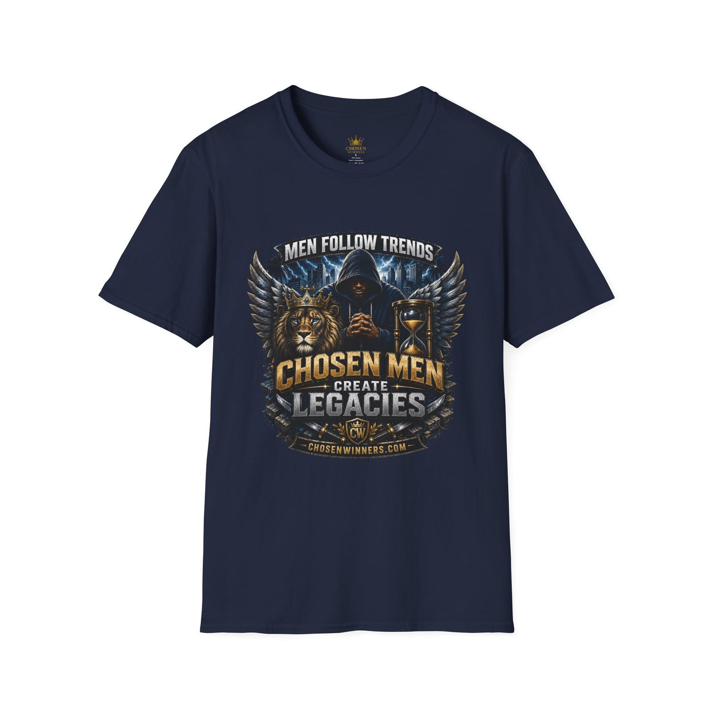 T-Shirt — "Men Follow Trends, Chosen Men Create Legacies" Graphic Tee