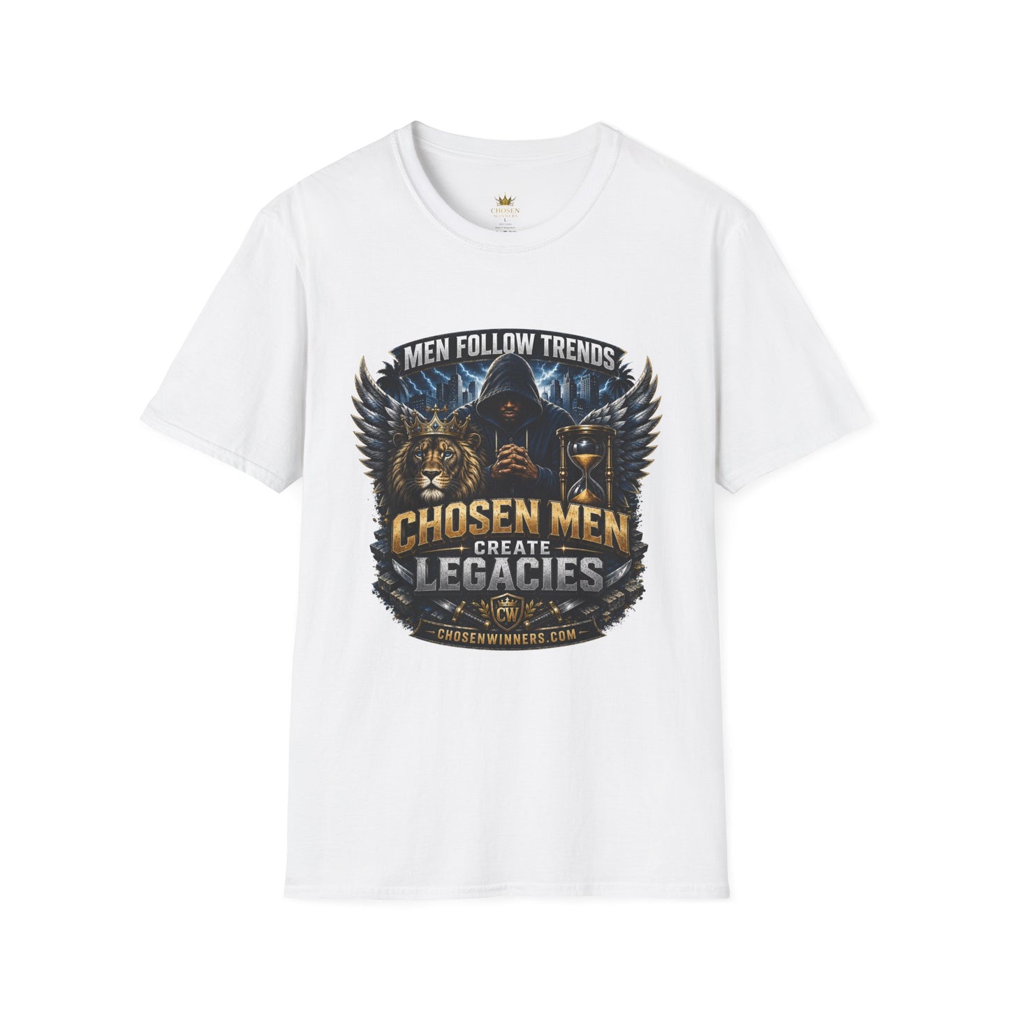 T-Shirt — "Men Follow Trends, Chosen Men Create Legacies" Graphic Tee