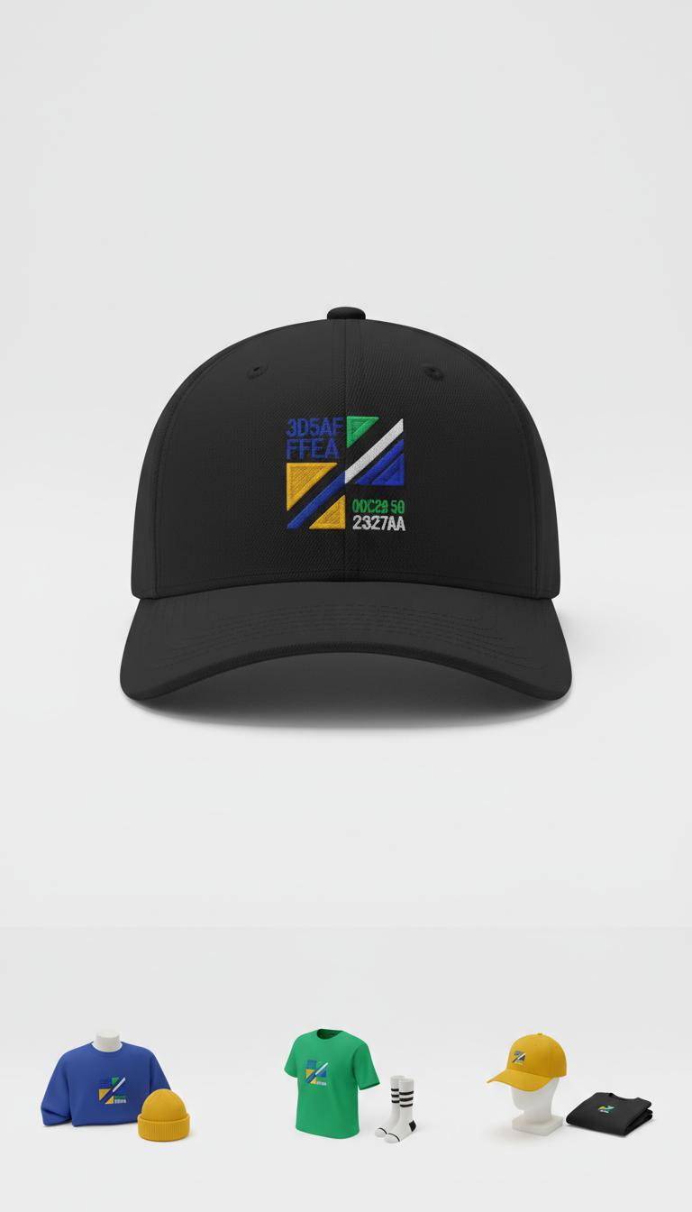 Chalk Line embroidered hat, 3/4 angle product shots at eye-level—garments displayed on form or folded with a single...