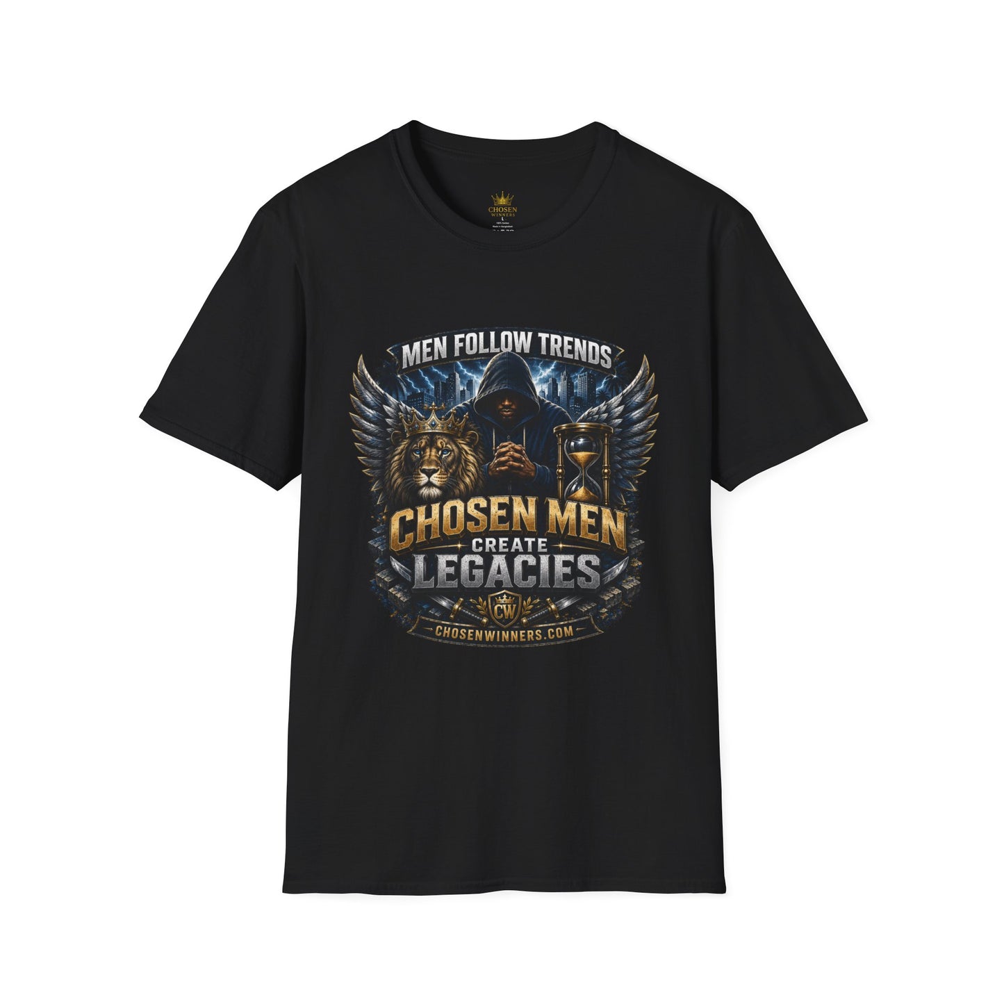 T-Shirt — "Men Follow Trends, Chosen Men Create Legacies" Graphic Tee