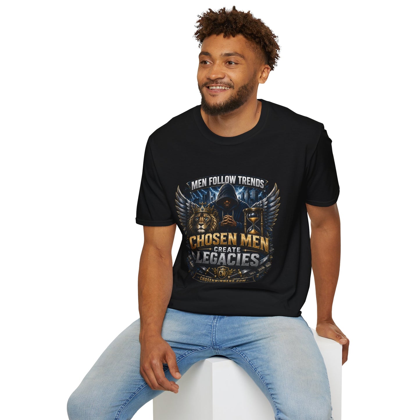 T-Shirt — "Men Follow Trends, Chosen Men Create Legacies" Graphic Tee