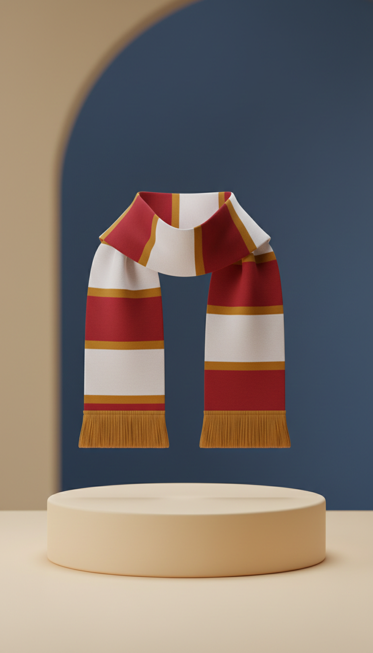 Official Selección Española scarf, 3/4 angle as default—showing both face and side of product for dimensionality...