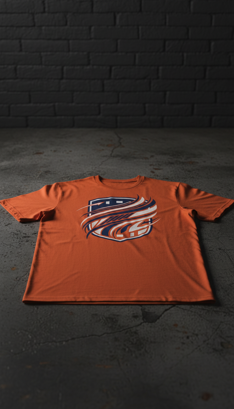 Stadium Orange Cotton Blend T-Shirt with Team Graphics in a new setting
